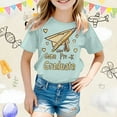 thumbnail image 2 of Phcqqok Fourth of July Shirt Girls Graduation Shirt Preschool Kindergarten First Day School Outfit Cute Cartoon Print Short Sleeve Tee Comfortable Casual Top for Toddler Kids 6-7 Years, 2 of 4
