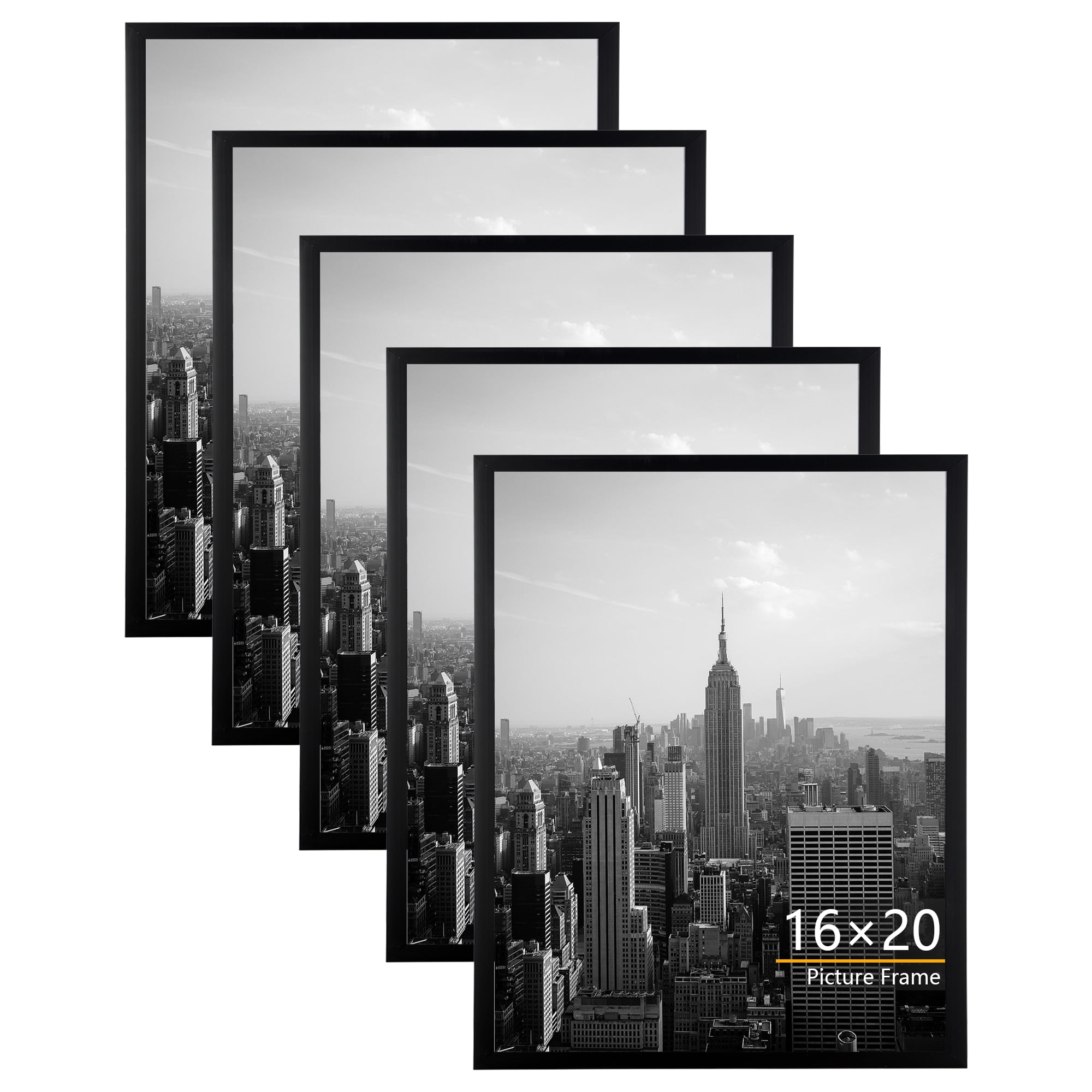KAIWIN 16x20 Picture Frames Set of 5, Gallery Wall Poster Frames, Black