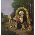 thumbnail image 2 of Adolf Hengeler 20x21 Black Ornate Framed Double Matted Museum Art Print Titled: Madonna with Child in a Flower Garland (1905), 2 of 5