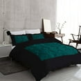 thumbnail image 2 of DNG Creations 1 Piece Two Tone Pinch Pleated Duvet Cover With Zipper Closure & Corner Ties 100% Egyptian Cotton ( Solid Black/ Teal - Oversized Queen ), 2 of 3