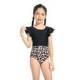 thumbnail image 2 of Girls Swimsuits One Piece Kids Black Swimsuits Chest Pads Girl Sun Ruffler Sleeves Floral Prints Cute Swimsuit Swimwear Outfits(Color:Coffee,Size:4-5 Years), 2 of 5