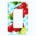 thumbnail image 5 of Metal Light Switch Plate Cover Gingham Cranberry Fruit Leaf Picnic Blue FUT001, 5 of 13