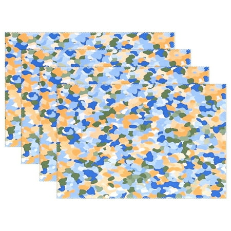 

Colorful Camouflage Pattern 4-Piece 12x18in Heat-Proof Place Mats Set Non-Slip for Family Dining
