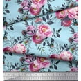 thumbnail image 3 of Soimoi Green polyester Crepe Fabric Ranunculus & Penoy Floral Print Sewing Fabric Yard 42 Inch Wide, 3 of 3