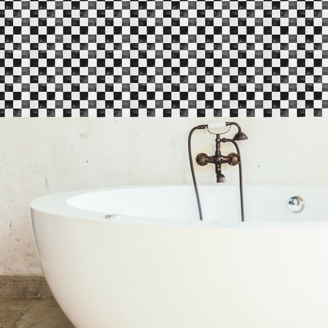 HINTRMENT 30Set PVC Mosaic Tile Stickers for Bathroom Wall Decor Square 3 9in