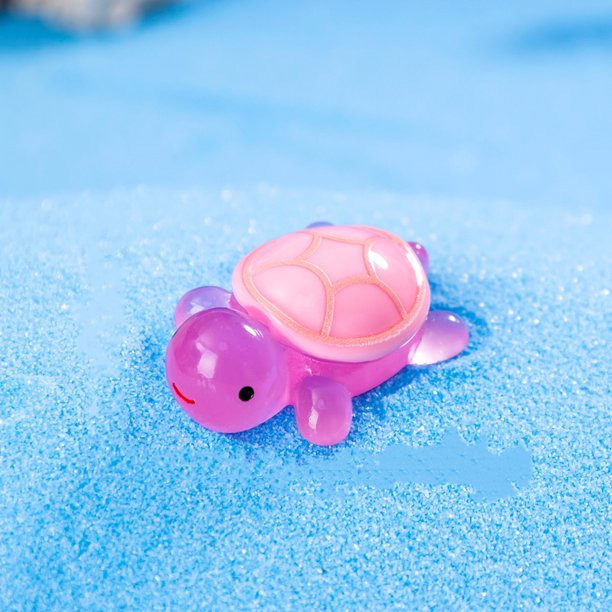 Adornos de tortugas luminosas pequeñas Adornos de resina para escritorio con forma de tortuga pequeña