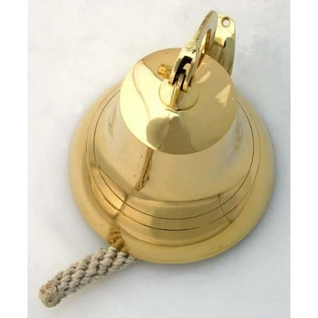 Nautical 6 Inches Metal Ship Bell With Wall Bracket, Gold