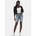 thumbnail image 2 of Time and Tru Women's Mid Rise Denim Bermuda Shorts, 10” Inseam, Sizes 0-22, 2 of 5