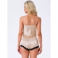 thumbnail image 4 of DARING DIVA Satin Lace Sleeveless Spaghetti Strap Cami Loungewear S Khaki, 4 of 7