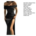 thumbnail image 7 of sunsanly Banquet Dress Bandeau Off Shoulder Sleeveless High Side Slit Solid Color Dress-up Pleated Ankle Length Prom Dress Women Clothes, 7 of 7