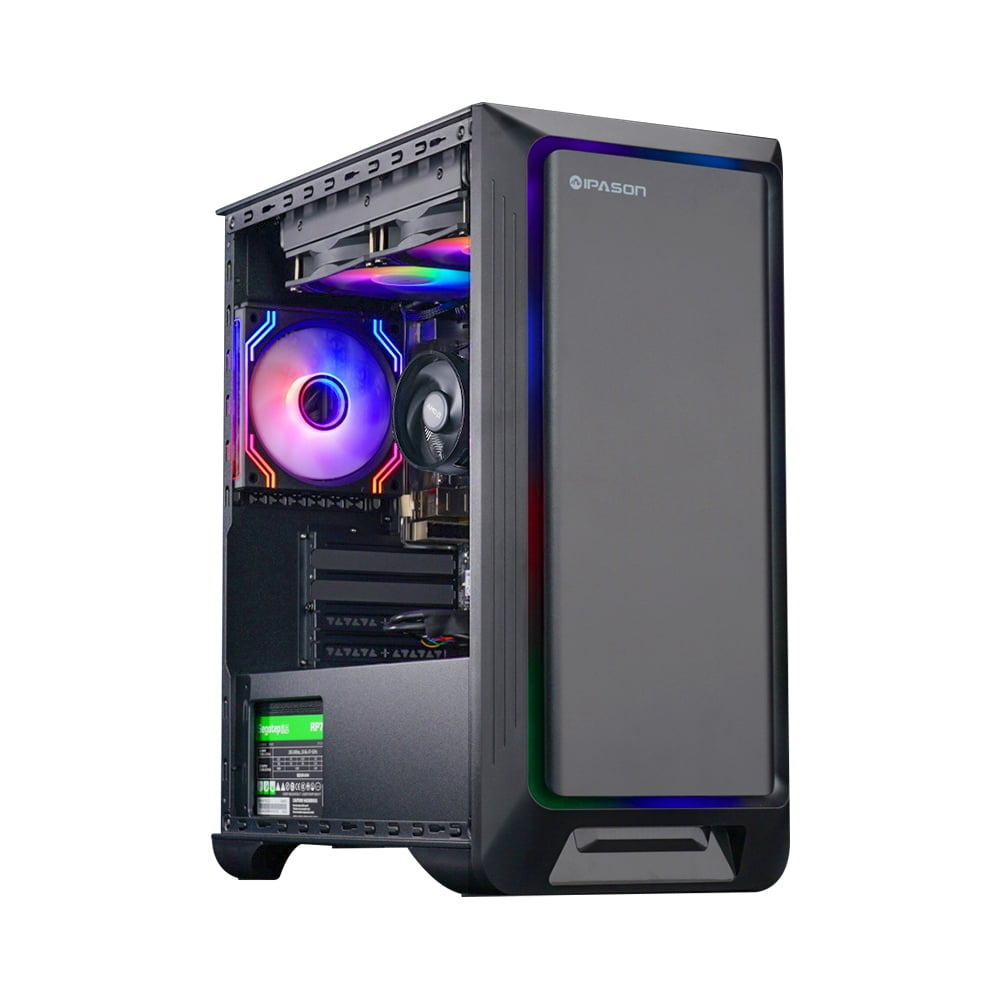 IPASON Gaming Desktop AMD Ryzen 5 5600GT (Beats Intel 10th-gen i7 & Lower) , AMD Radeon Vega 7 , 16GB RAM , 1TB M.2 NVMe , Windows 11 Home Prebuilt Gaming PC New Computers