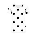 thumbnail image 4 of YeJammarp Cotton V Neck T Shirts Womens Loose Fit Elegant Retro Polka Dots Print Short Sleeve Casual Summer Tops (Medium, White 01), 4 of 5