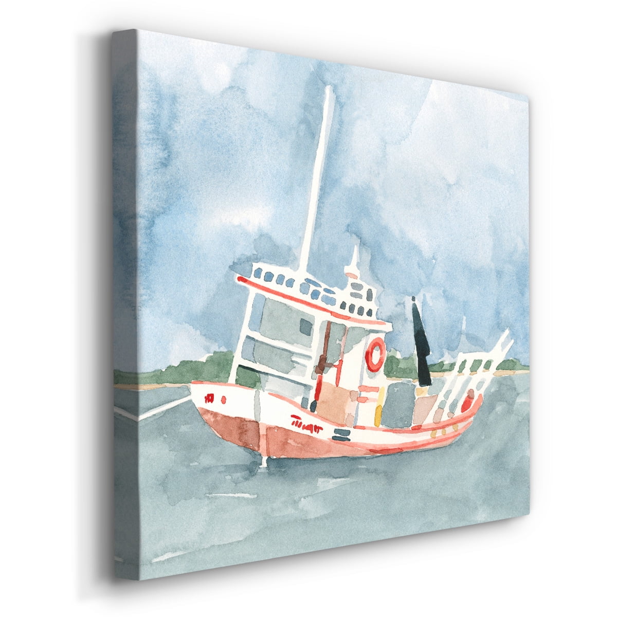 Wexford Home Bright Fishing Boat II-Premium Gallery Wrapped Canvas, 10" x 10" - Ready to Hang