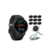 Garmin vvoactive 5 GPS Smartwatch (Slate/Black) with Charging Stand and Port Plugs