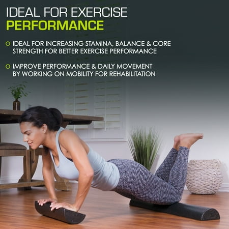 ProsourceFit High Density Half-Round Foam Rollers 12”, 18, 36 Black