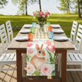 thumbnail image 4 of Easter Bunny Table Runner, Pink Tulip Flowers Spring Leaves Rustic Botanical Cotton Linen Table Runners 108 Inches Long, Dresser Scarf Runner for Dining/Living Room/Kitchen/Square Tables 13''x108'', 4 of 9