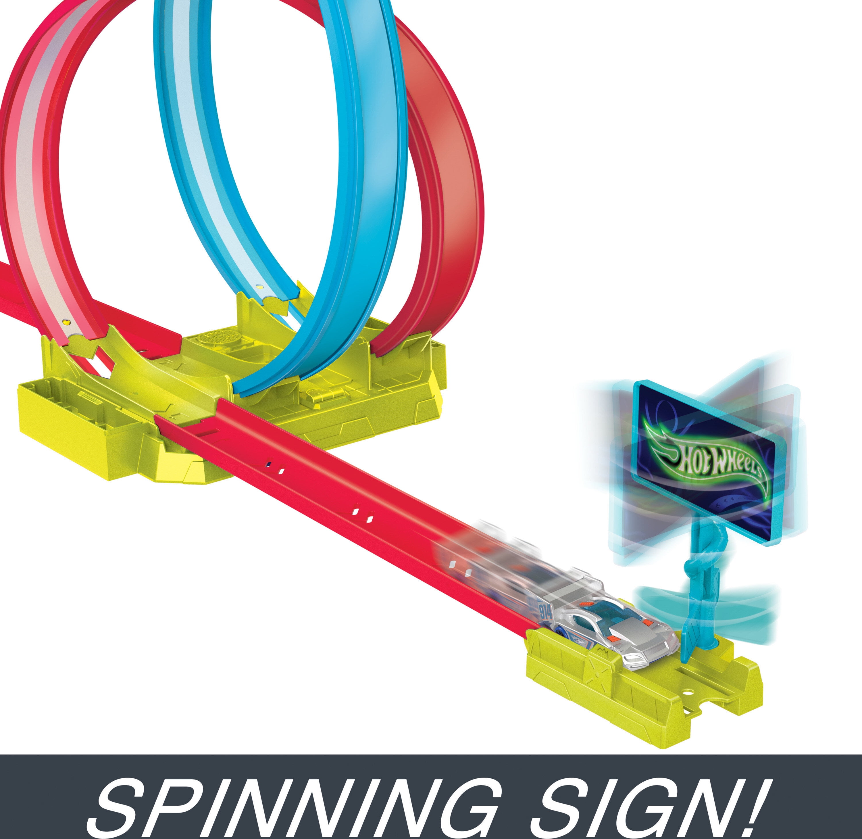 Hot Wheels Neon Speeders Track Set, Laser Stunt Slamway with 1 Car, Tri-Colored Track, Easy Storage