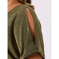 thumbnail image 5 of DARING DIVA Women's Plus Sequin Cold Shoulder Glitter Blouse 1X Gold, 5 of 7
