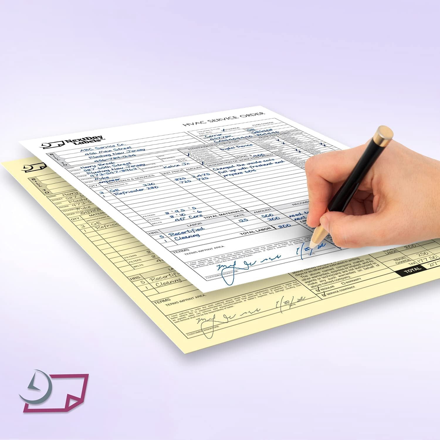 Next Day Labels, Superior Carbon-Less NCR, Pre Collated Paper, 500 Sheets Per Pack 8-1/2" x 11" 2 Part Straight, 5914
