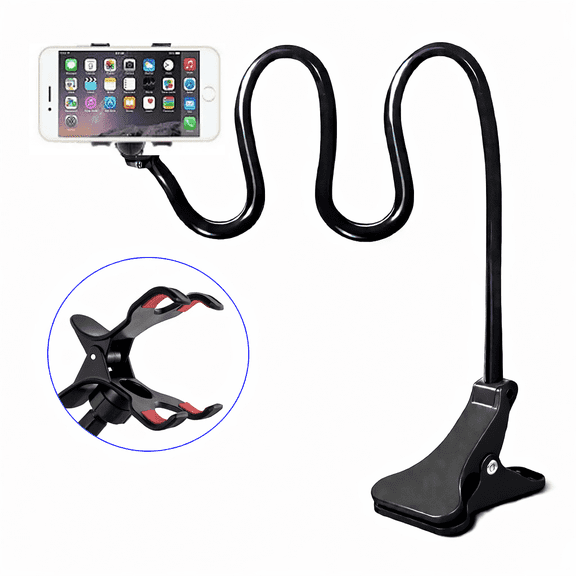 Gooseneck Bed Phone Holder Long Arm Phone Mount for Desk, Clip Bracket Clamp Stand for 4.0-6.5'' Mobile Cell Phone Stand