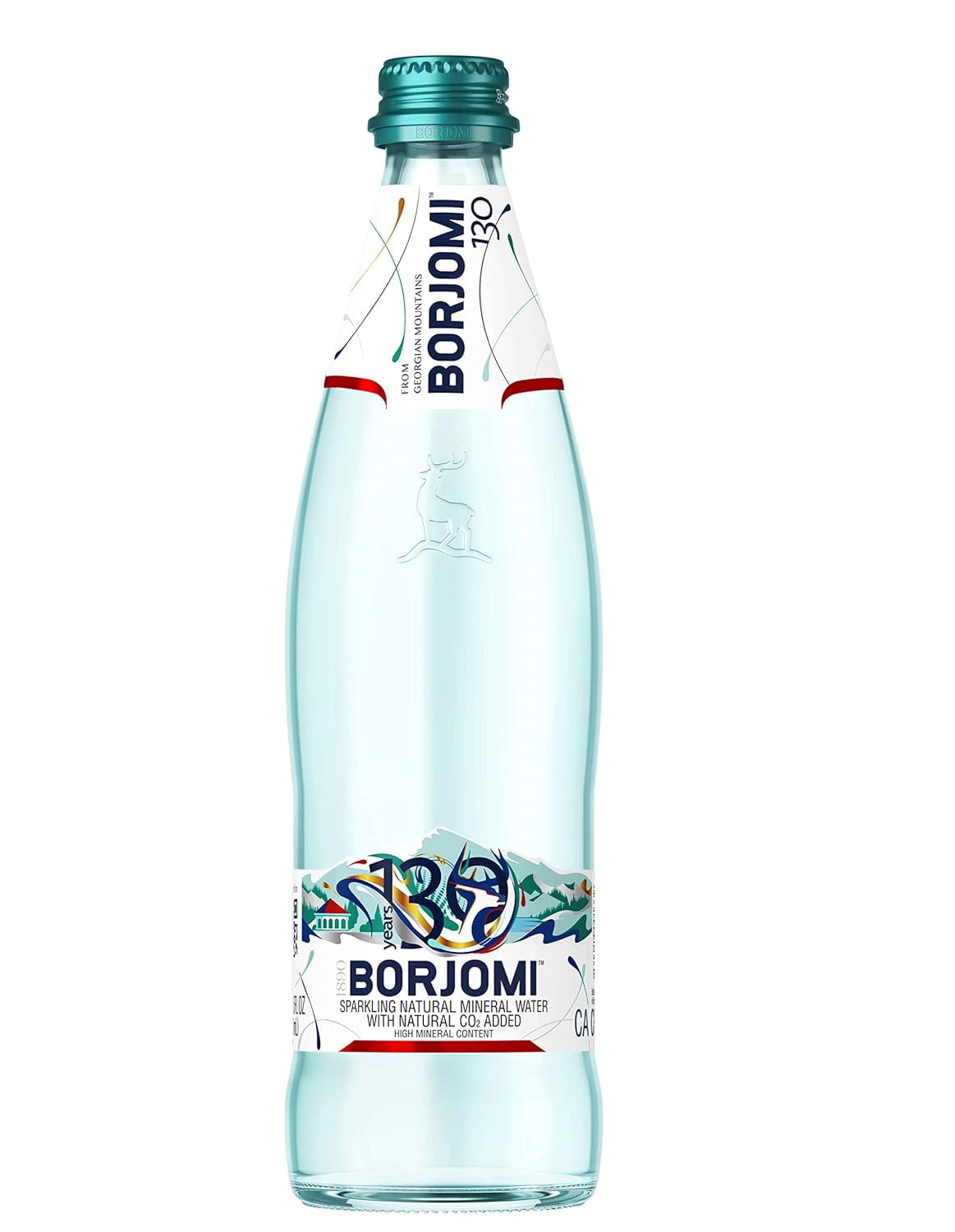 Borjomi Sparkling Natural Mineral Water with Natural CO2 Added, 16.9 fl oz. (12 pack) Glass