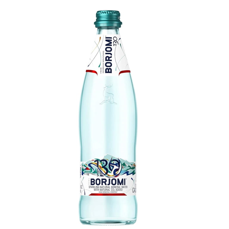 Borjomi Sparkling Mineral Water, 16.9 fl oz Glass Bottles, 12 Pack
