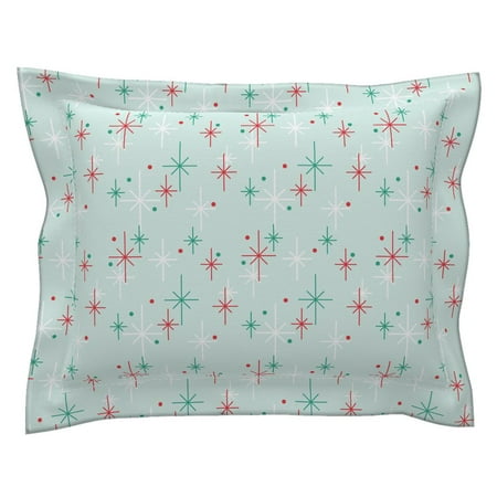 Mid Century Modern Decor - Vintage Holiday Decor Retro Mid Century Modern Snowflake Pillow Sham by Roostery