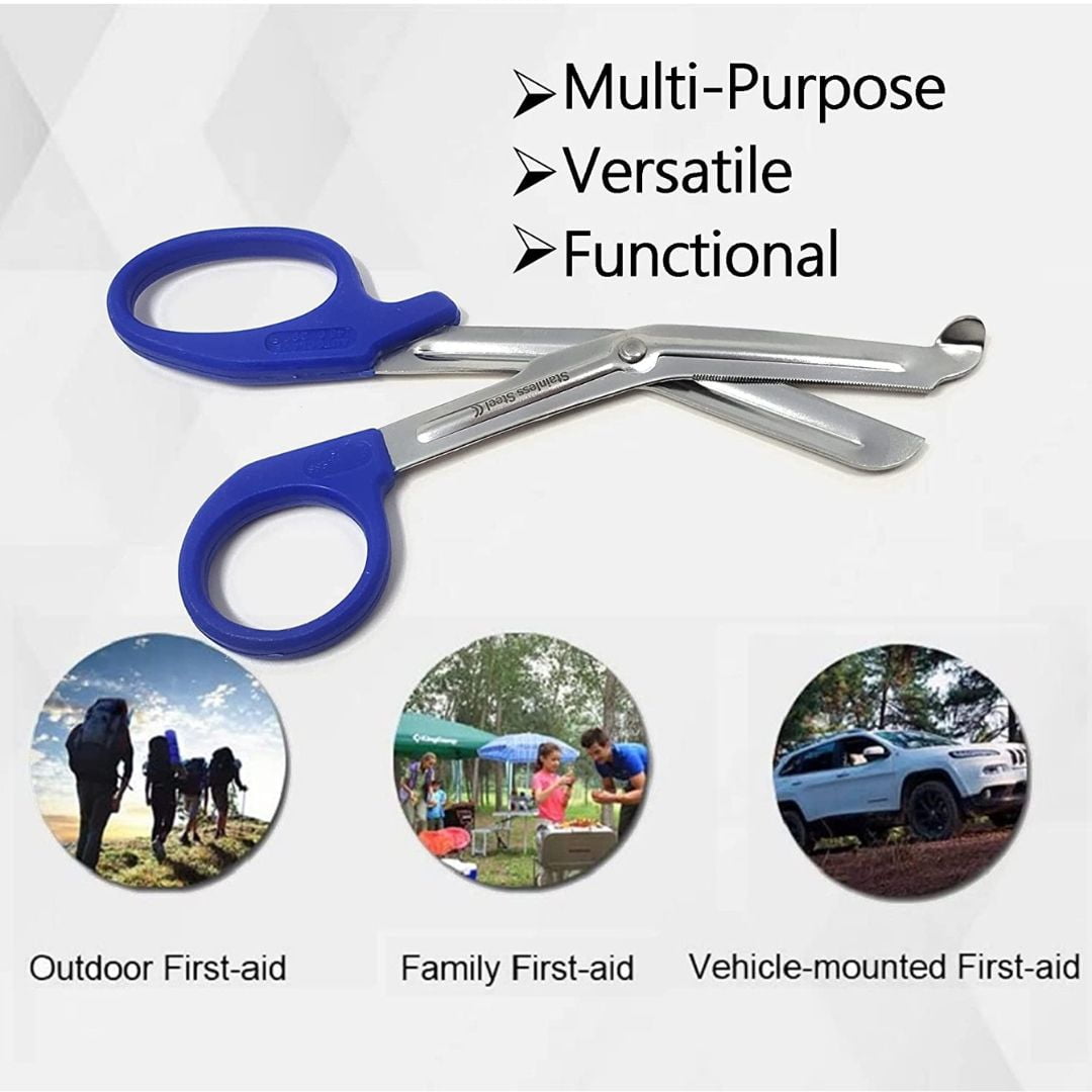 24/Pack Royal Blue Handle Trauma Shears 7.25" Stainless Steel Scissors for Paramedics, EMT, Nurses, Firefighters + More