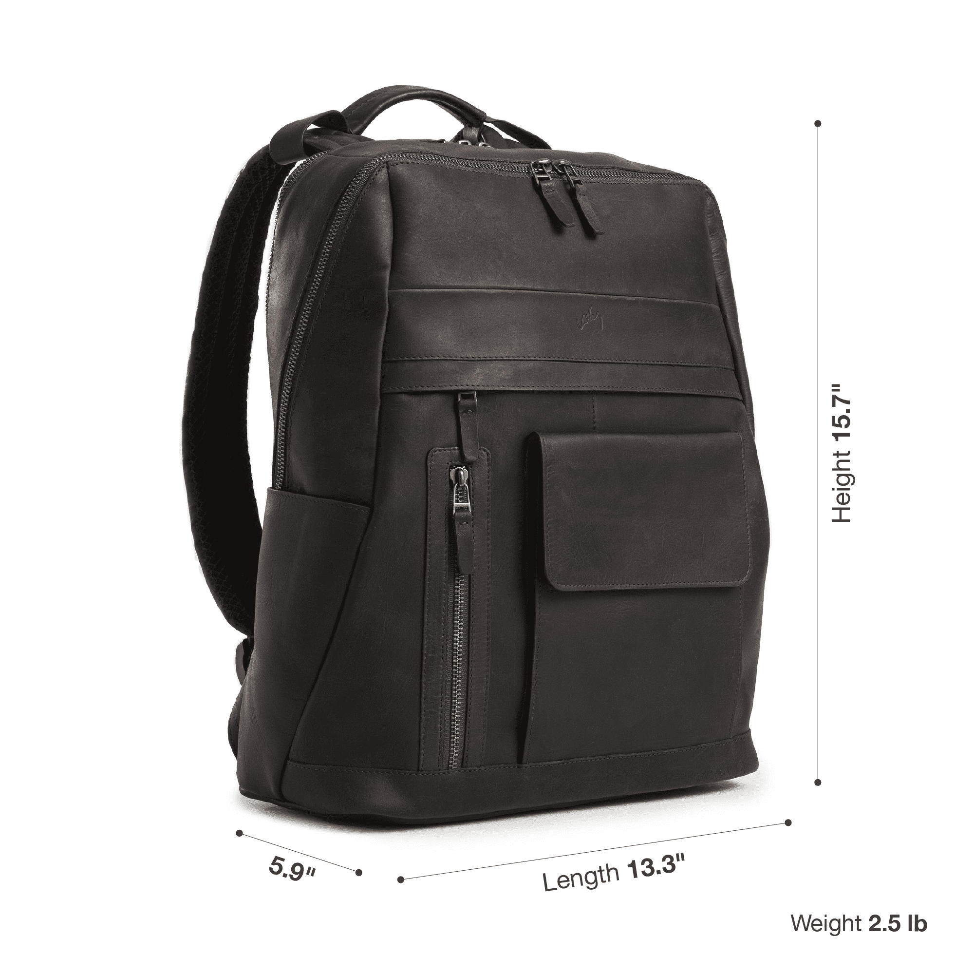 VELEZ Dark Brown Top Grain Leather Backpack for Men Daypack Vintage Laptop Bag