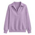 thumbnail image 5 of Half Button Collared Sweatshirt for Women, Long Sleeve Sweatshirts for Women Half Snap Button V Neck Lapel Collared Oversized Tshirts Pullover Top Sweatshirt for Women for Fall Winter Daily Commute, 5 of 7