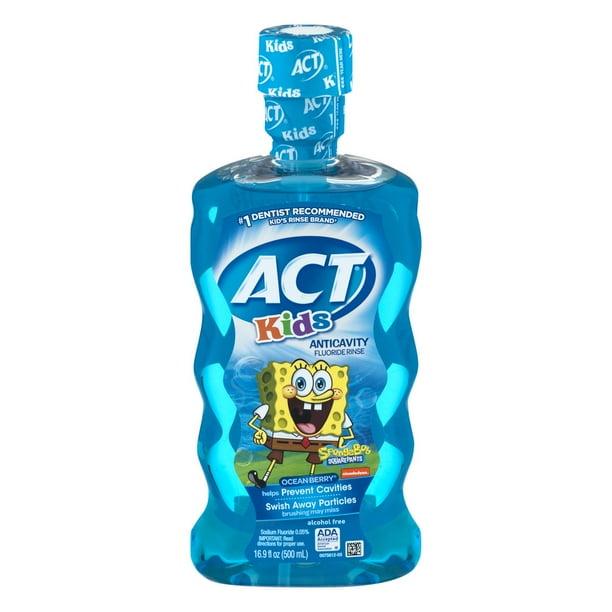 ACT® Kids Anticavity SpongeBob Ocean Berry Fluoride Mouthwash, 16.9 oz
