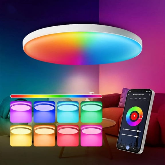 Goodea 12inch Smart Ceiling Light, 24W RGBW Bluetooth Color Changing Light with App, 16 Million Colors & Warm to Cool White Dimmable LED for Bedroom Living Room Home Decor