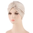 thumbnail image 2 of Bohemian Braid Ethnic Silver Turban Cap Cover Headwear Hair Hat Wrap Headdress Bandana Headband, Beige, 2 of 2
