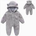 thumbnail image 2 of HCNTES Baby Boy Winter Clothes Newborn Baby Girls Boys Cute Bear Fleece Footie Bunting Snowsuit Toddler Infant Hooded Plush Footed Jumpsuit Romper Winter Fall Warm Coat Outfits, 2 of 6