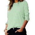 thumbnail image 2 of Womens Long Sleeve Shirts Tops Casual Striped Long Sleeve Tops Crew Neck Knit Ribbed Basic T Shirts Shirts Blouses for Women Dressy Casual, 2 of 6