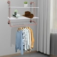 thumbnail image 5 of Wall-Mount Clothes Hanging Rod Industrial Pipe Rack Clothing Rail Shelves Garment Holder, 5 of 16