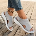 thumbnail image 5 of Rokment Womens Knit Mesh Athletic Orthopedic Slingback Sandals Open Toe Slip on Casual Wedge Shoes Breathable Comfortable Walking Sneakers Summer Grey Size 9.5, 5 of 7