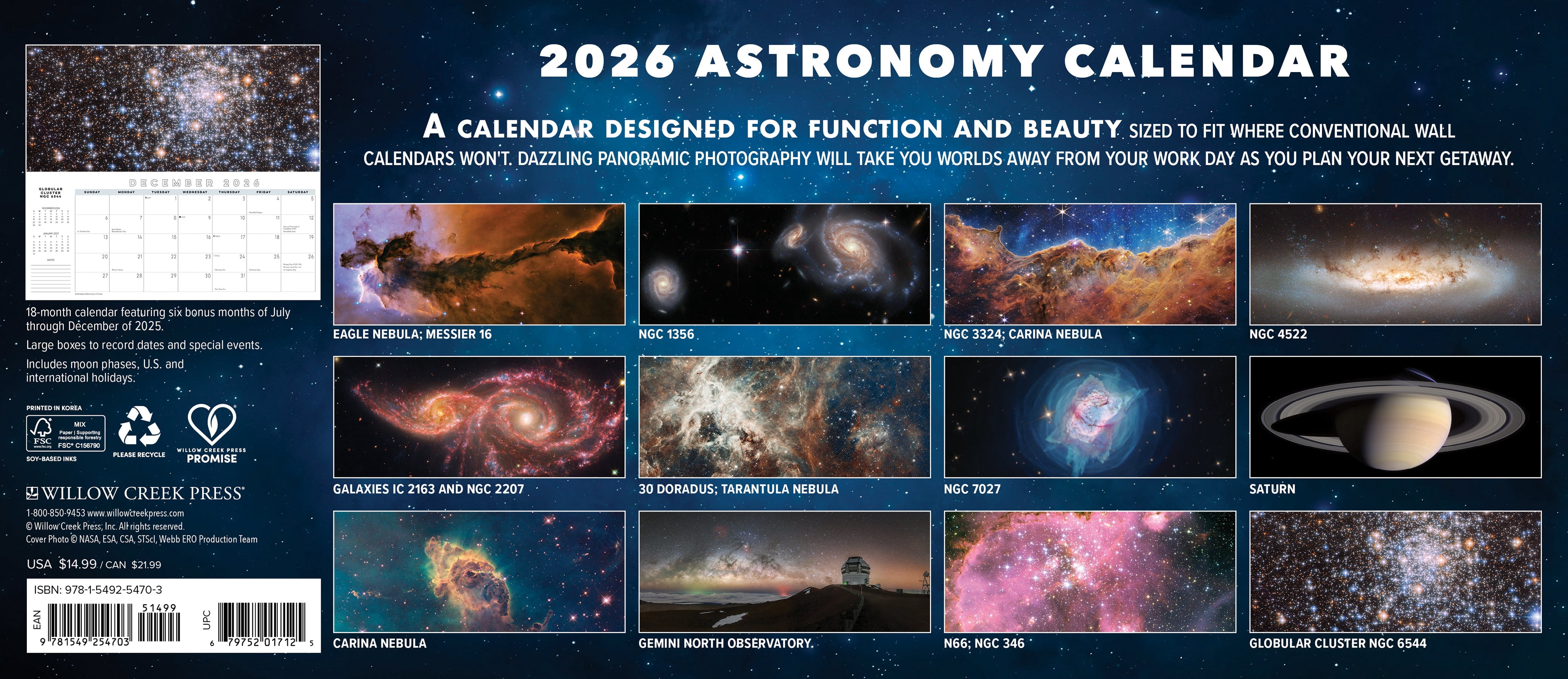 Astronomy 2026 Panoramic Wall Calendar