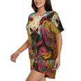 thumbnail image 2 of Haiem Yellow Daisy Cow Pattern Pajama Set for Women 2 Piece Lounge Set Short Sleeve Tops and Shorts Soft Sleepwear-4X-Large, 2 of 7