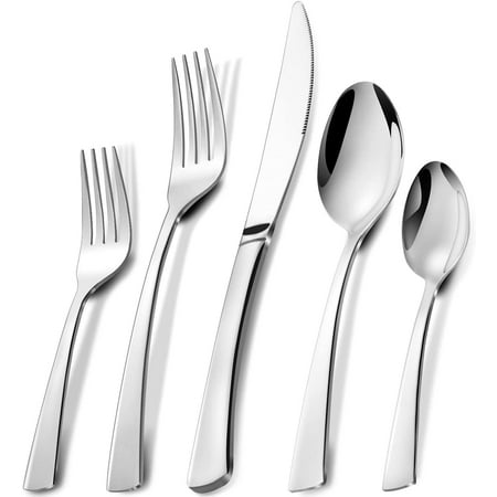 

Silverware Set APEO 20 Piece Flatware Set Stainless Steel Cutlery Set Service for 4 Square Handle Tableware Set include Knife Fork Spoon Mirror Finish Dishwasher Safe