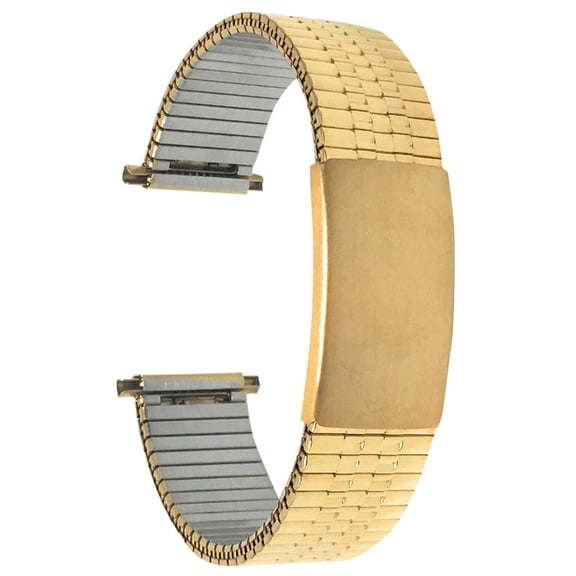 Bandini 18mm Gold Tone Stainless Steel Stretch Watch Strap for Men, Straight End, Adjustable Length Metal Expansion Watch Band, No Buckle