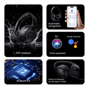 Hybrid Active Noise Cancelling Headphones,-50dB Wireless Bluetooth Headphones with Hi-Res Audio,120H Playtime Over Ear Bluetooth Headphones with 6 ENC Clear Mic,ANC Headphone for Travel Home Office