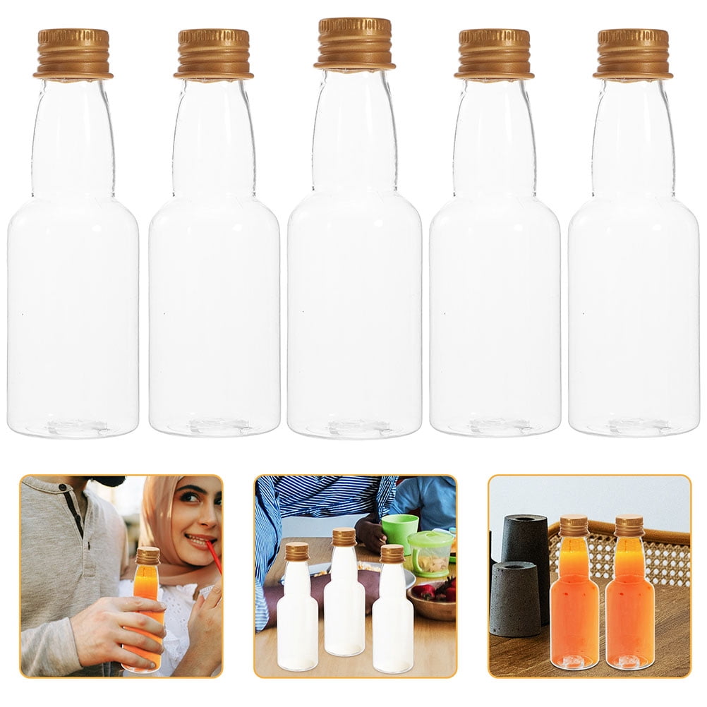 HOMEMAXS 50pcs Mini Liquor Bottles Plastic Small Juice Bottles Empty Mini Alcohol Bottles