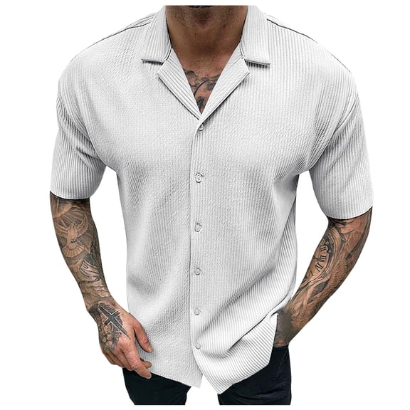 Men Solid Color Cardigan Short Sleeved V Neck Casual Business Western Trend Jacket