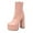 Pink, variant on Ankle Boots for Women Trendy Platform High Block Heeled Booties Casual Dressy Zipper Fall Boots