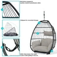 thumbnail image 2 of Sunnydaze Oliver Resin Wicker Egg Hanging Chair with Cushions, Gray, 2 of 12