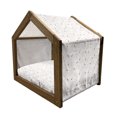 thumbnail image 2 of Swan Pet House, Doodle Style Pastel Color Swan Cartoones Girly Style, Outdoor & Indoor Portable Dog Kennel with Pillow and Cover, 5 Sizes, Peach Marigold Black, by Ambesonne, 2 of 5