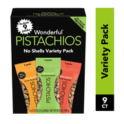 Wonderful Pistachios, No Shell Nuts, Variety Pack 0.75 Ounce Bags (Pack of 9)