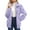 Light Violet, variant on Women's Long Sleeve Full Zip Soft Warm Fleece Jacket Stand Up Collared Loose Solid Color Checkered Plush Cardigan Coat Soft Trendy Winter Coat White M