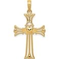 thumbnail image 1 of 14K Yellow Gold Claddagh Cross Pendant (34 X 18) Made In Peru c4243, 1 of 6